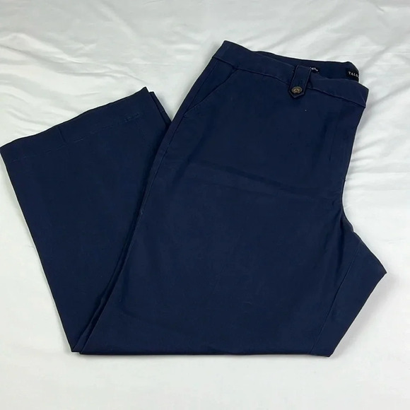 Talbots New Women’s 18WP Navy Blue Pockets Wide Leg High Waist Full Length Pant - Picture 1 of 12